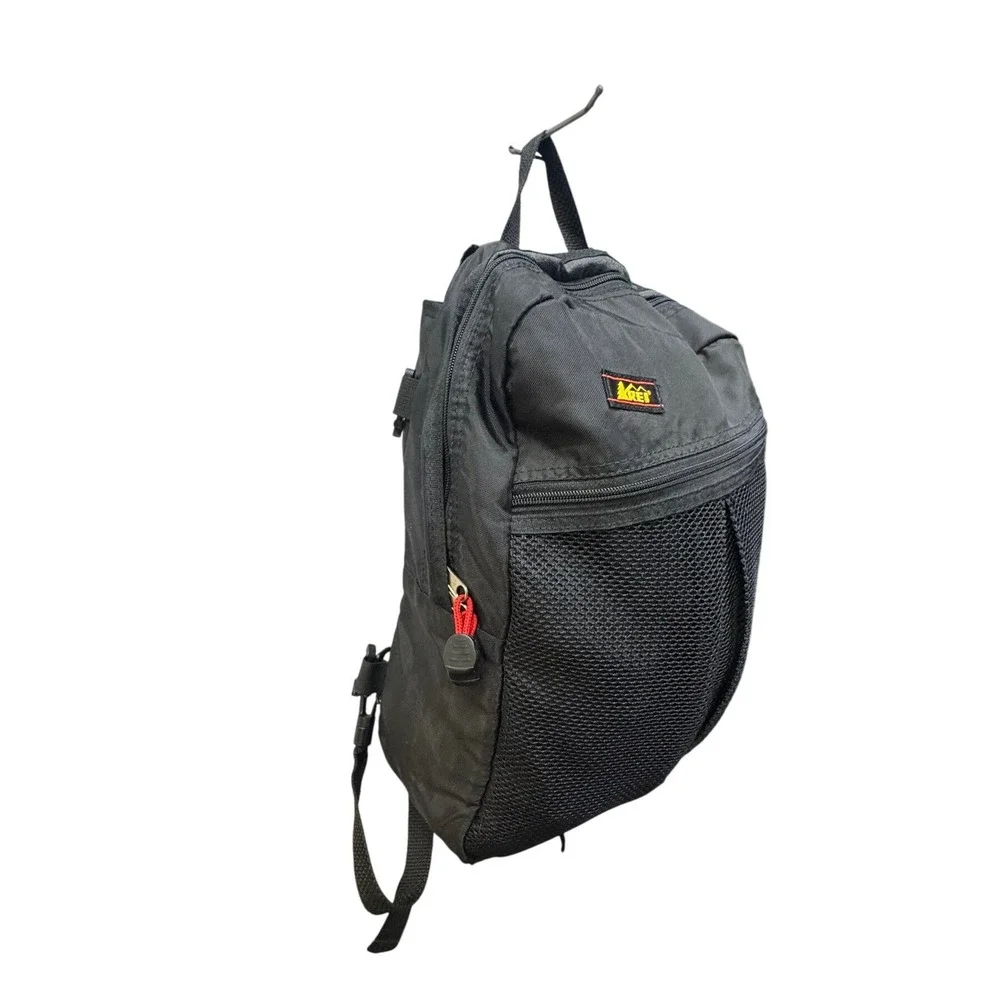 REI Mini‎ Backpack Black Nylon Mesh Front Pocket Adjustable Straps Daypack Bag